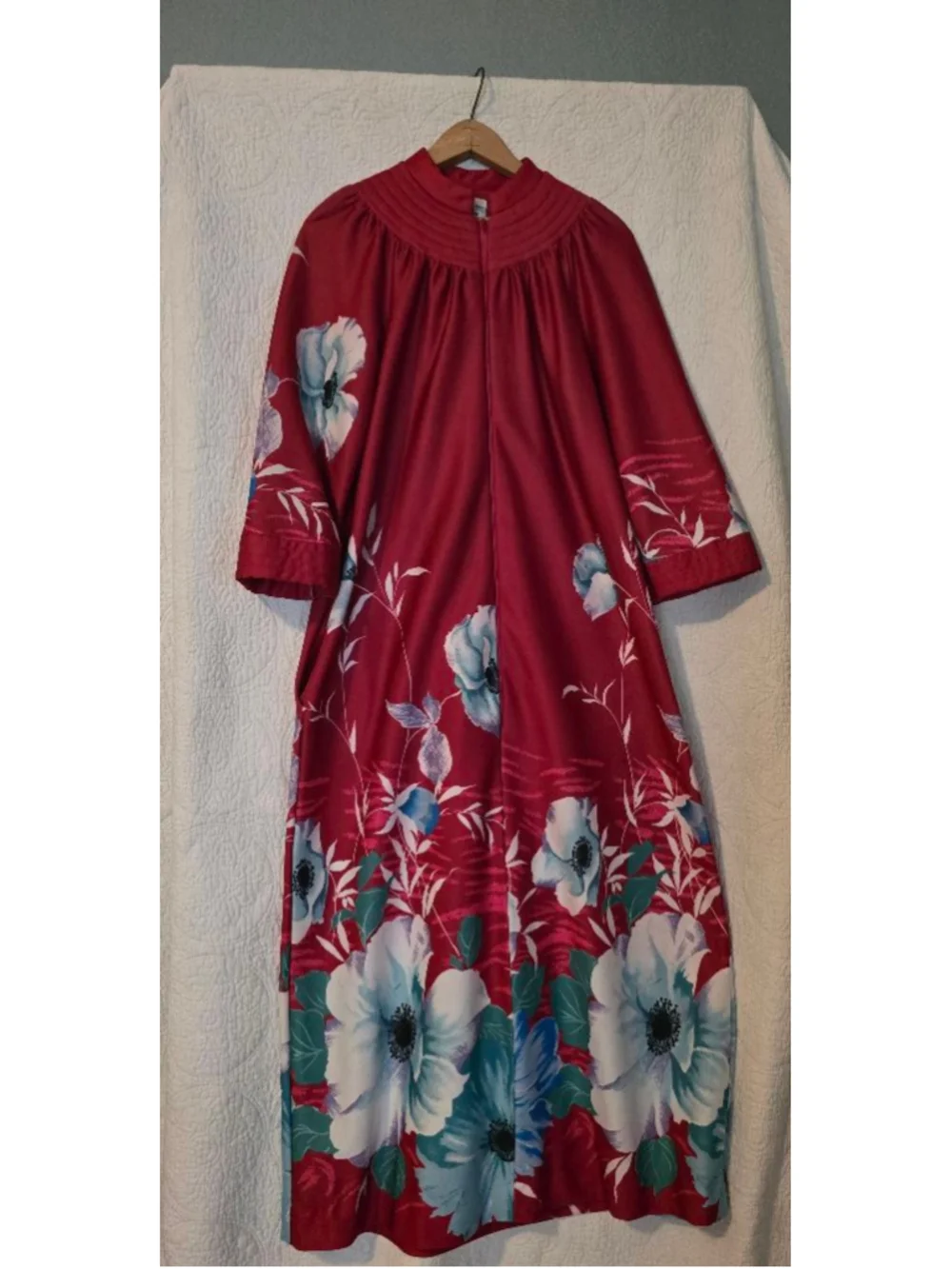 Rare Vintage JCPenney Magenta Floral Kaftan Loungewear Robe Small GrandmaCore